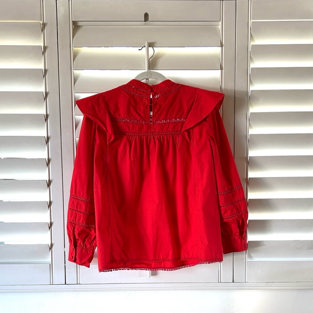 J. Crew Ruffle Red Blouse - Picture 2 of 3